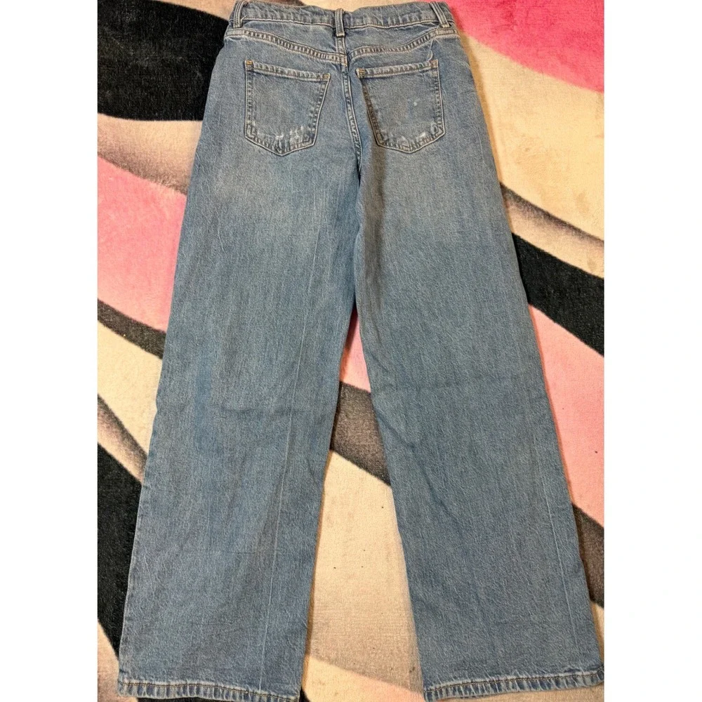 HM Girls Wide Leg High Waist Jeans Light Wash Blue Denim Size 12 US